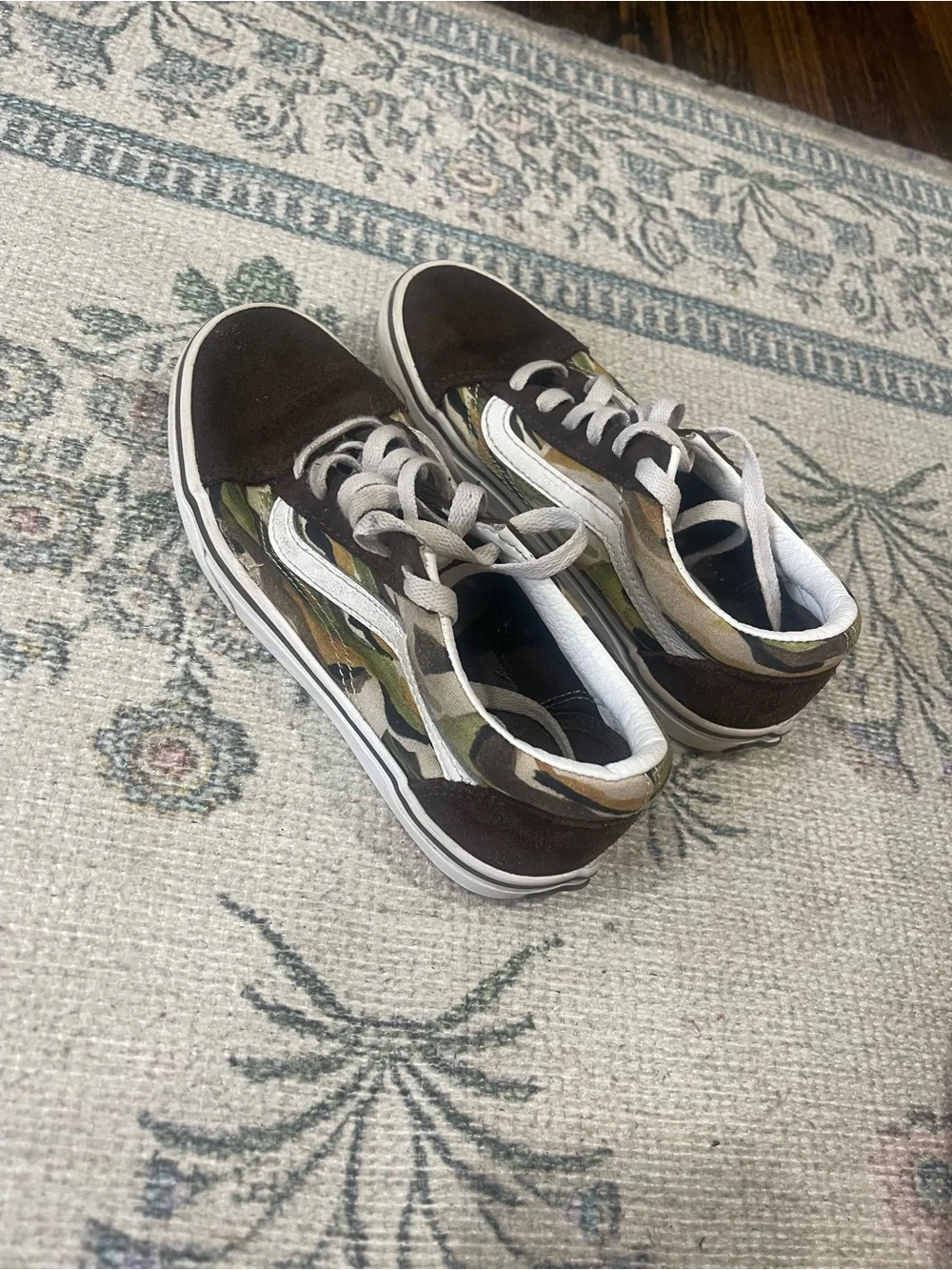 Vans Kids Low Top Sneakers - Camouflage & Brown with White Stripe - Picture 3 of 4
